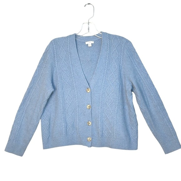 J. Jill Sweaters - J Jill Cardigan Sweater Women Blue Cable Knit Coastal Grandmother Soft Girl‎ PM